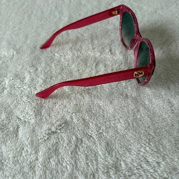 Gucci Women's‎ Gradient Cat Eye Sunglasses Sparkly Pink GG0035S - Picture 7 of 12